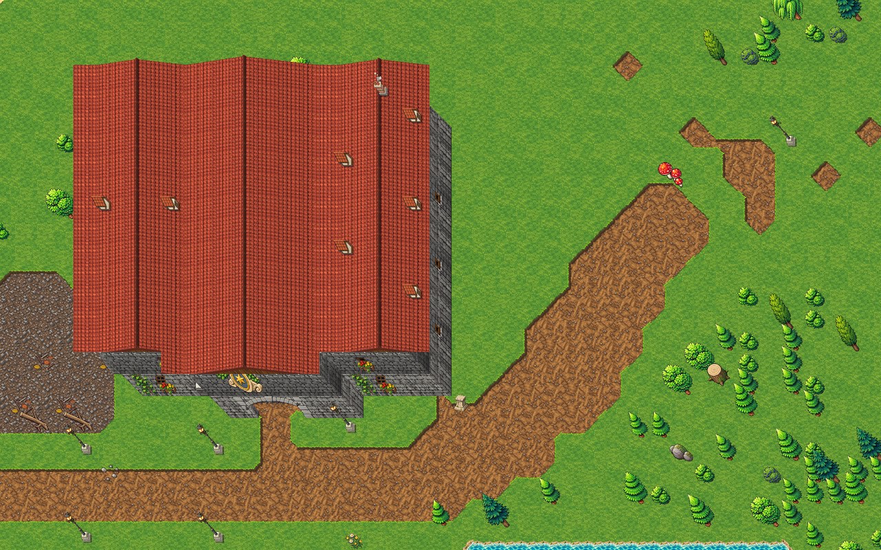 The north bridge of Harrowford, built tile by tile in the game's own pieces.