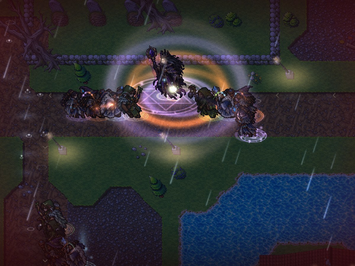 Malvane at night with the graveyard open and skeletons rising.