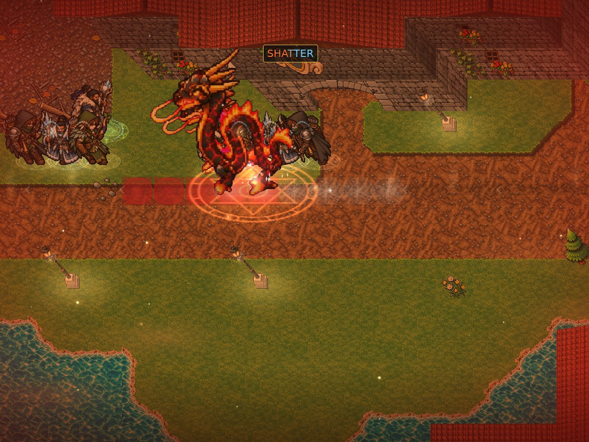 Vyrmas in his firestorm, the next road tiles telegraphed in crimson.
